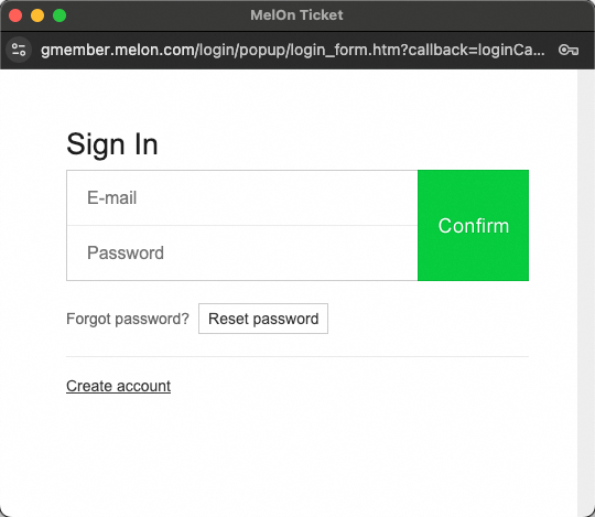 Melon Ticket 登录页面
